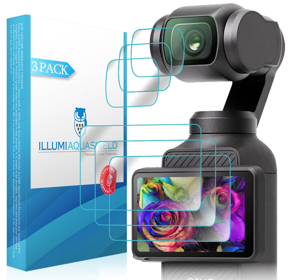DJI Osmo Pocket 3 3-Pack [Camera (Lens+ LCD Screen)  ILLUMI AquaShield Screen Protector