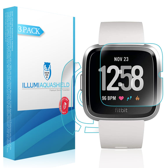 Fitbit Versa Lite Edition [3-Pack] ILLUMI AquaShield Front + Back Protector
