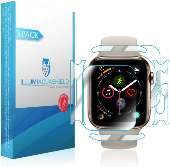 Apple Watch Series 5 [44mm][3-Pack](Apple Watch Series 6) ILLUMI AquaShield Front + Back Protector