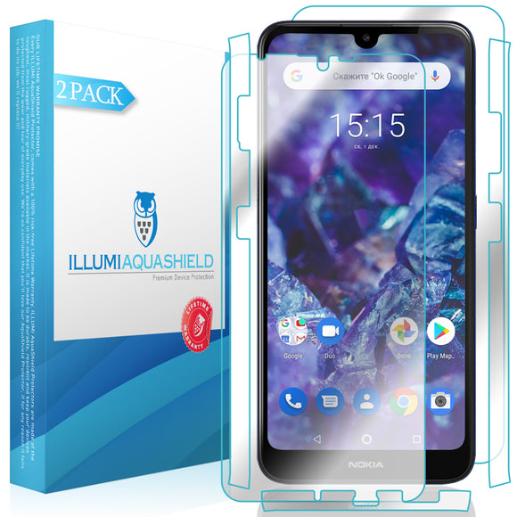 Nokia 3 V [2-Pack] ILLUMI AquaShield Front + Back Protector