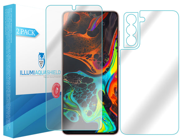 Samsung Galaxy S21 [6.2 inch] [2-Pack] ILLUMI AquaShield Front + Back Protector [Compatible with Fingerprint Scanner]