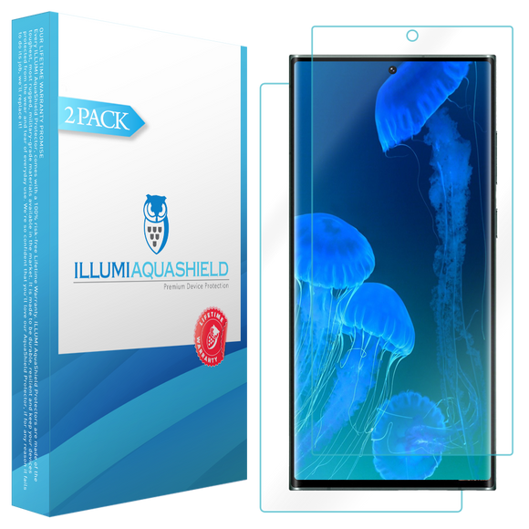 Samsung Galaxy S22 Ultra [2-Pack] ILLUMI AquaShield [Compatible w/ Cases] Screen Protector [Compatible with Fingerprint Scanner]