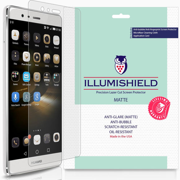 Huawei P9 (3-Pack), iLLumiShield - Anti-Glare (Matte) HD Clear Film / Anti-Bubble & Anti-Fingerprint / Japanese Invisible Shield + Lifetime Warranty Cell Phone Screen Protector