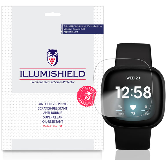 Fitbit Versa 3 [3-Pack] iLLumiShield Clear Screen Protector